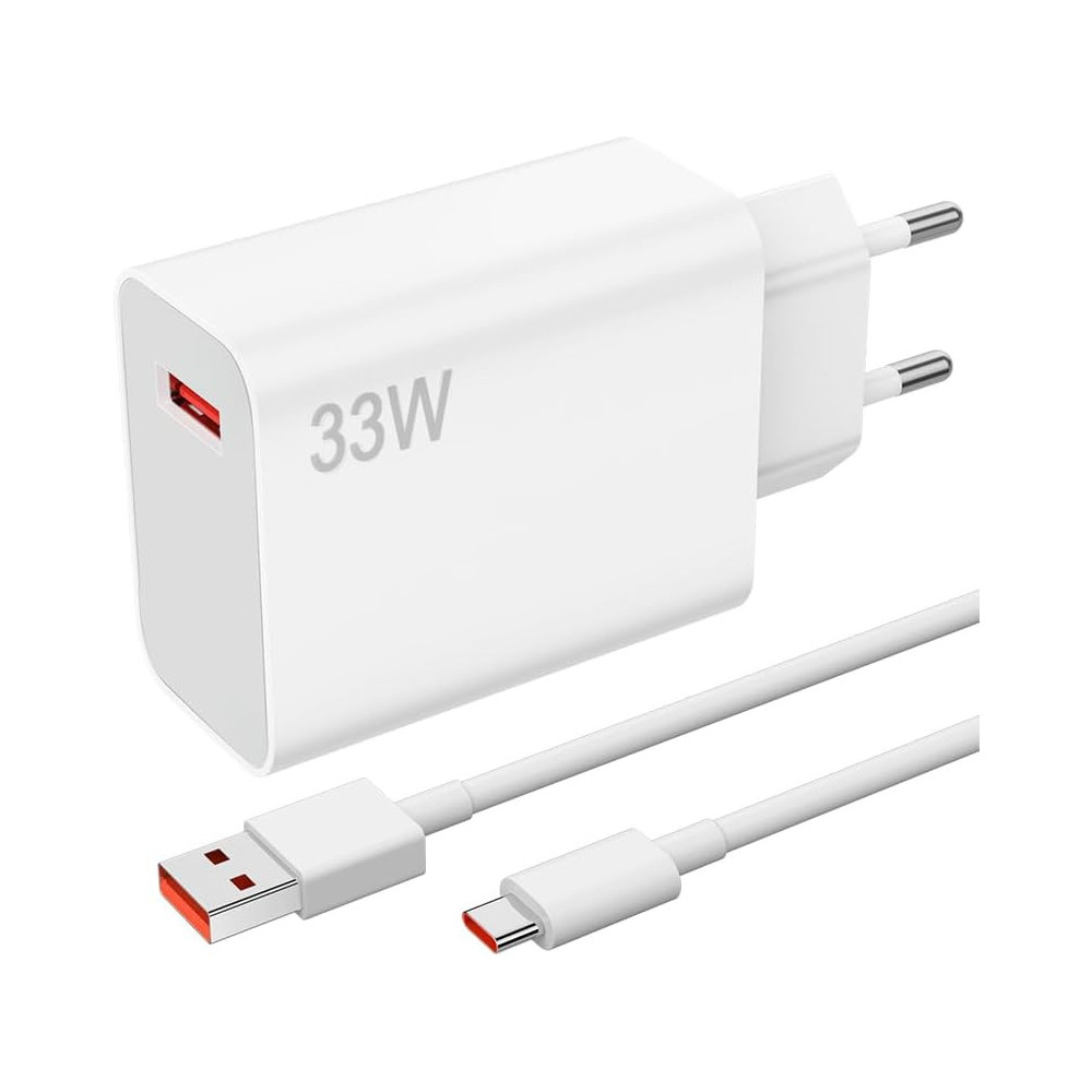 CHARGEUR AVEC CABLE USB TO TYPE C  -  33W  - WHITE