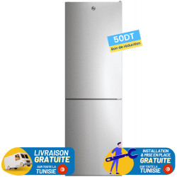 Réfrigérateur Combiné NoFrost Hoover 341 L Silver + 50DT BON DE RÉDUCTION