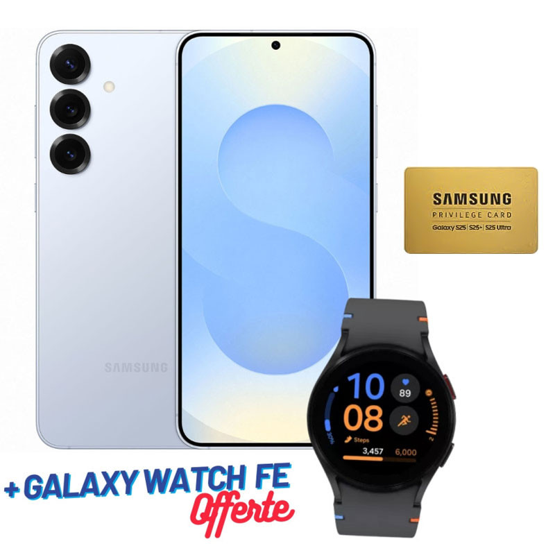 Smartphone Samsung Galaxy S25 / 5G / 12 Go / 256 Go / Bleu Clair + Samsung Galaxy Watch Fe Offerte