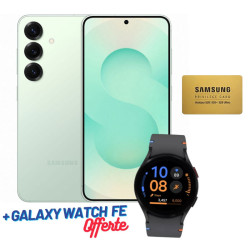 Smartphone Samsung Galaxy S25 / 5G / 12 Go / 256 Go / Vert + Samsung Galaxy Watch Fe + Gold VIP Card Offert