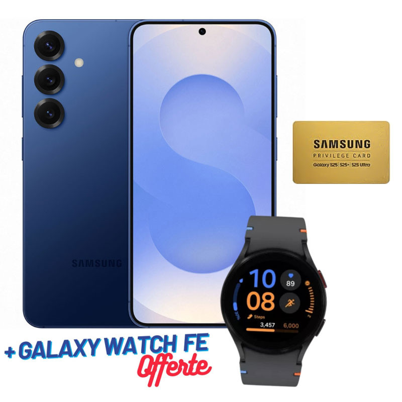 Smartphone Samsung Galaxy S25 Plus / 5G / 12 Go / 256 Go / Bleu + Samsung Galaxy Watch Fe + Gold VIP Card Offert