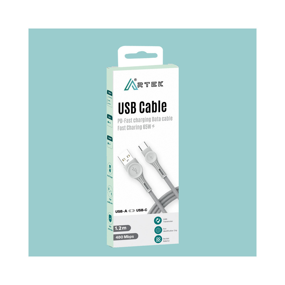 Câble USB to C ARTEK Data Câble 65W Tissue Renforcée