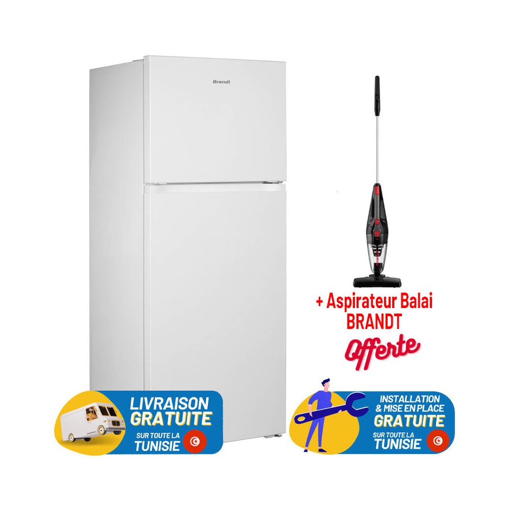 Réfrigérateur Brandt NoFrost BD4410NW / 420 L / Blanc + Aspirateur Balai BRANDT OFFERT