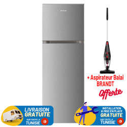 Réfrigérateur Brandt NoFrost BD4410NS / 420 L / Silver + Aspirateur Balai BRANDT OFFERT