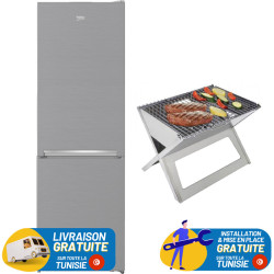 Réfrigérateur BEKO Combiné No Frost 360 LITRES / SILVER / RCNA420SX + Barbecue au charbon SWISSCOOK