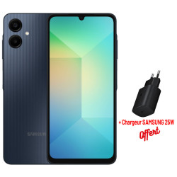 Samsung Galaxy A06 / 4 Go / 128 Go / Noir + Chargeur SAMSUNG 25W OFFERT