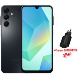 Smartphone Samsung Galaxy A16/ 4 Go /128 Go / Noir + Chargeur SAMSUNG 25W OFFERT