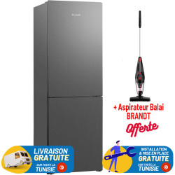 Réfrigérateur Combiné Brandt No Frost / 380L / Inox  + Aspirateur Balai BRANDT OFFERT