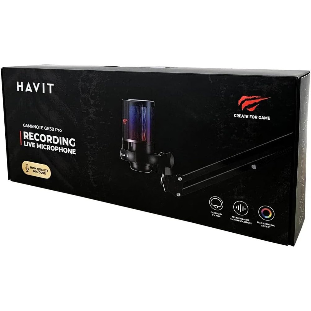 MICROPHONE RGB GAMING HAVIT GK50 PRO / Noir