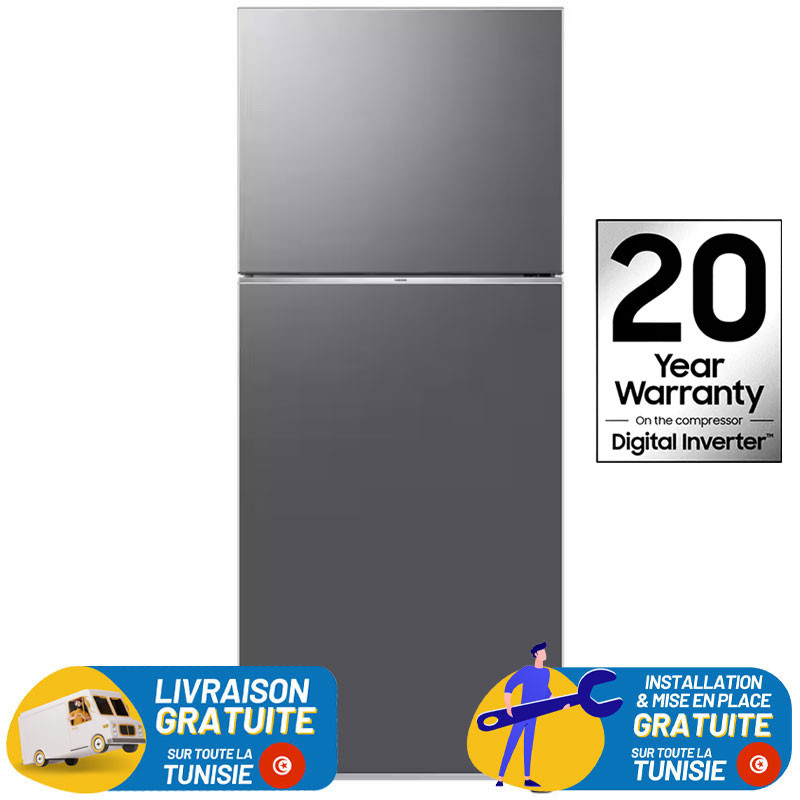 Réfrigérateur Samsung No Frost INVERTER Double Portes 388 Litres Silver