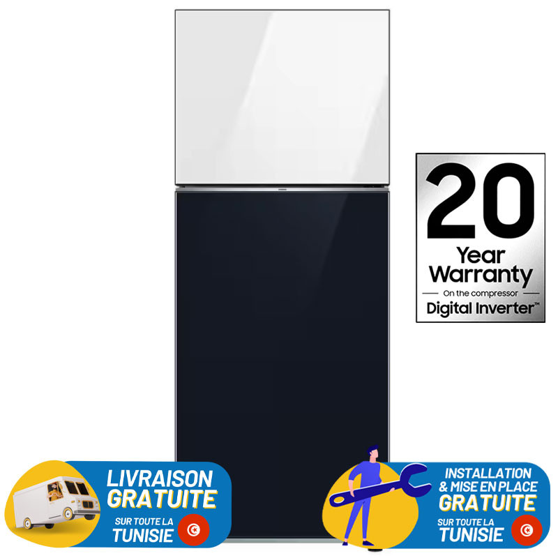 Réfrigérateur Samsung RT42 No Forst INVERTER Double Portes 415 Litres Blanc et Bleu