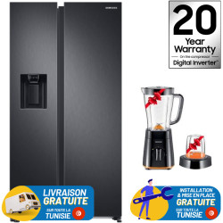 Réfrigérateur Samsung Side by Side RS68 Twin Cooling 609 Litres / Noir  / RS68A8820B1 + Blender KENWOOD