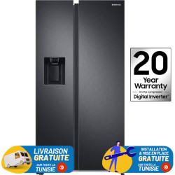 Réfrigérateur SAMSUNG No Frost INVERTER Side by Side 609 Litres / Carbone / Avec Distributeur d'eau