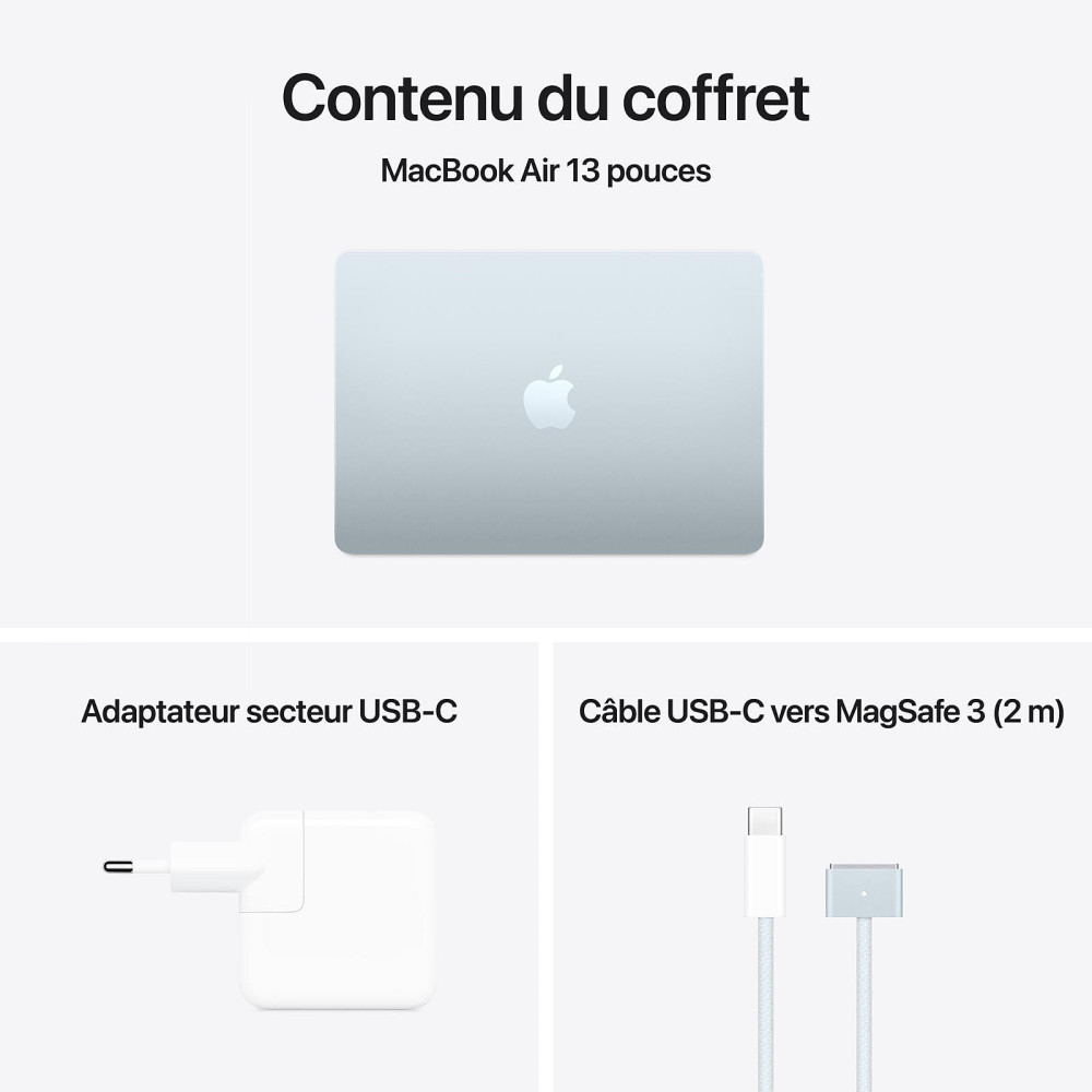 Apple MacBook Air M4 13" 2025 / 16 Go / 512 Go SSD / Bleu ciel
