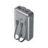 Power Bank RIVACASE VA2612 / 20000 mAh / Charge ultra rapide PD 30W / Avec 2 câbles intégrés / Gris