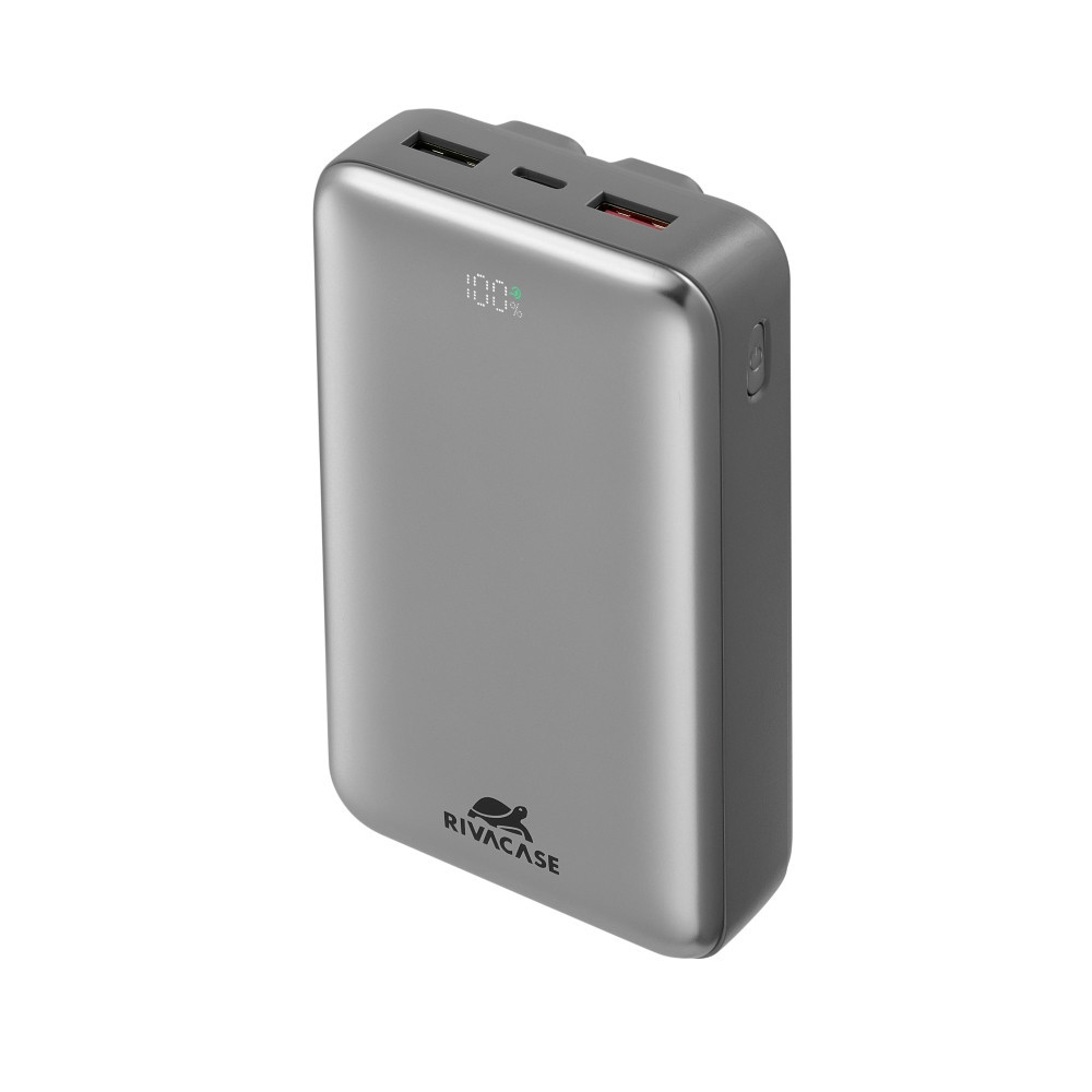 Power Bank RIVACASE VA2612 / 20000 mAh / Charge ultra rapide PD 30W / Avec 2 câbles intégrés / Gris
