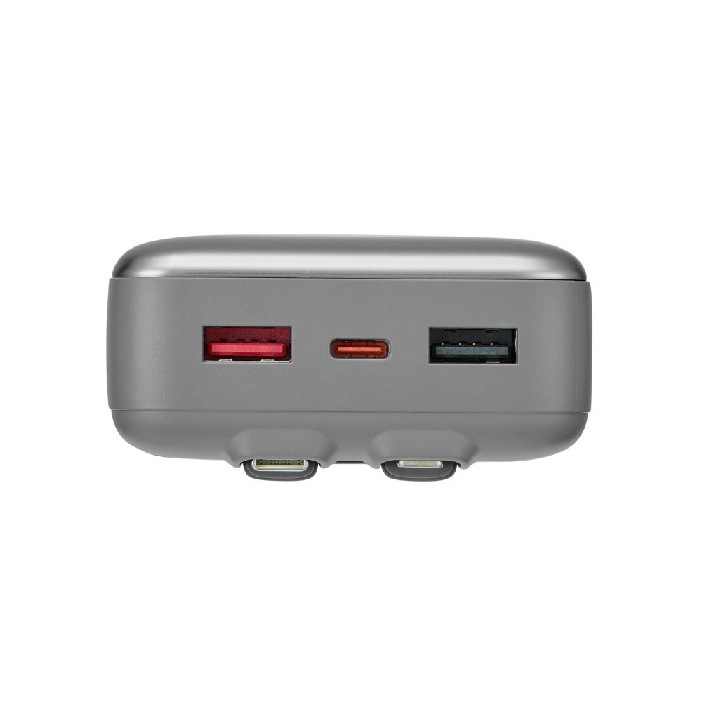 Power Bank RIVACASE VA2612 / 20000 mAh / Charge ultra rapide PD 30W / Avec 2 câbles intégrés / Gris