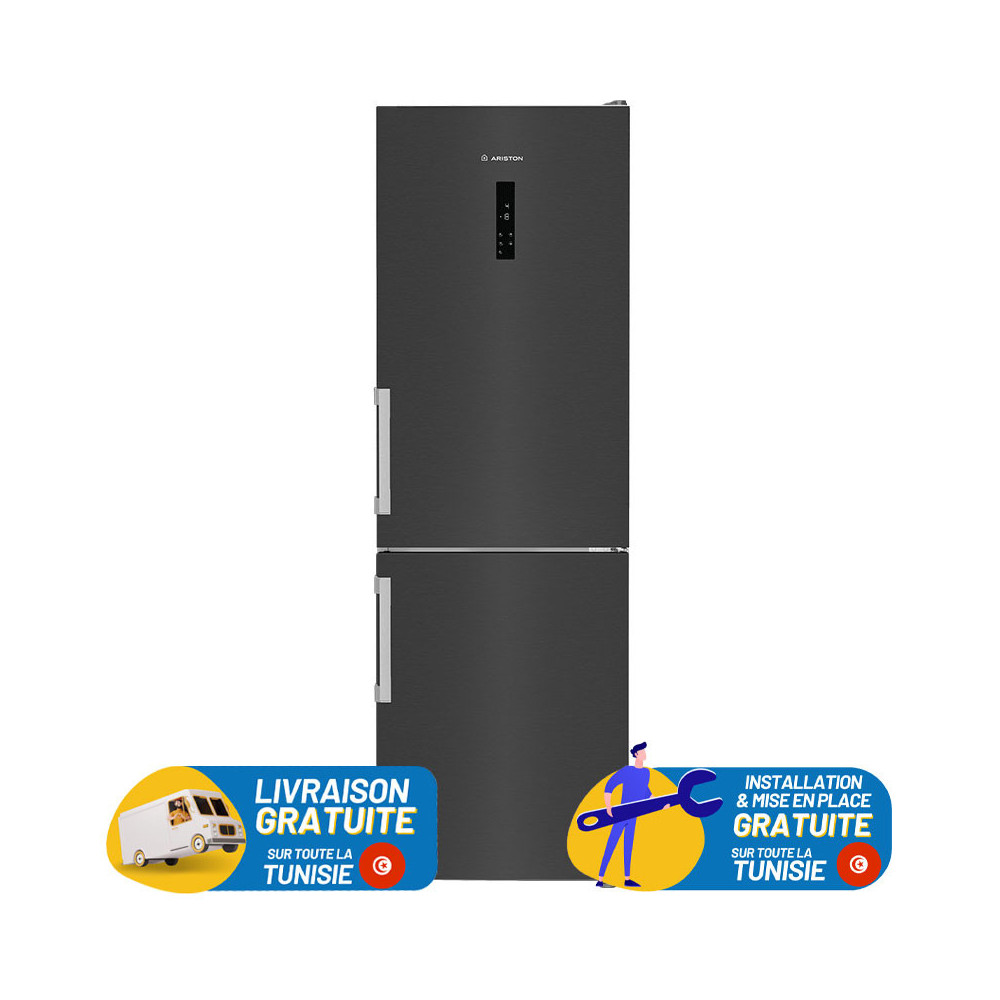RÉFRIGÉRATEUR ARISTON COMBINE 316 Litres No Frost / INOX / avec afficheur