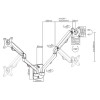 Bras de montage mural GEMBIRD réglable pour 2 écrans, 17"-27", jusqu'à 7 kg