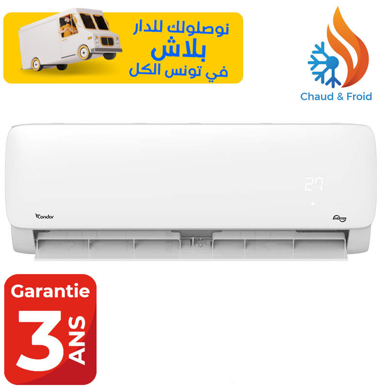 Climatiseur Condor  Inverter 9000 BTU Chaud Froid / Blanc