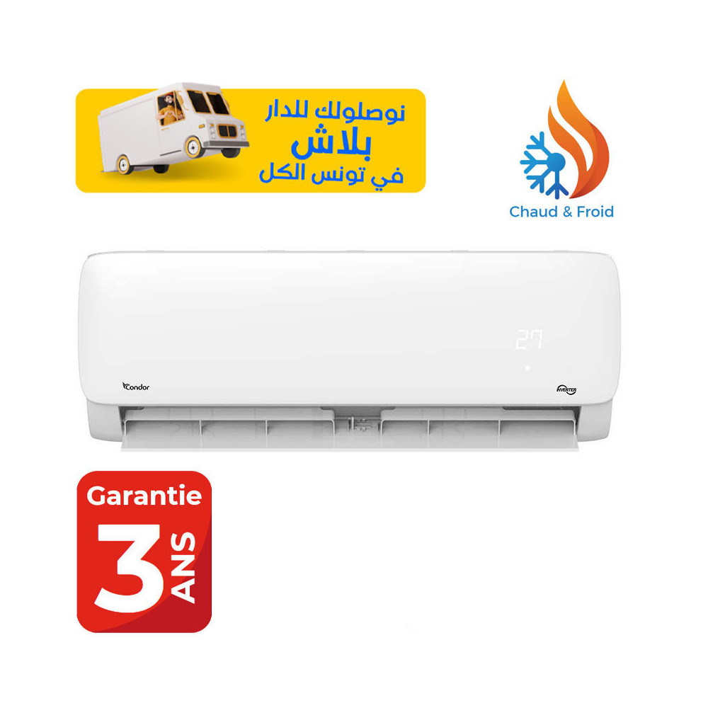 Climatiseur Condor  Inverter 9000 BTU Chaud Froid / Blanc