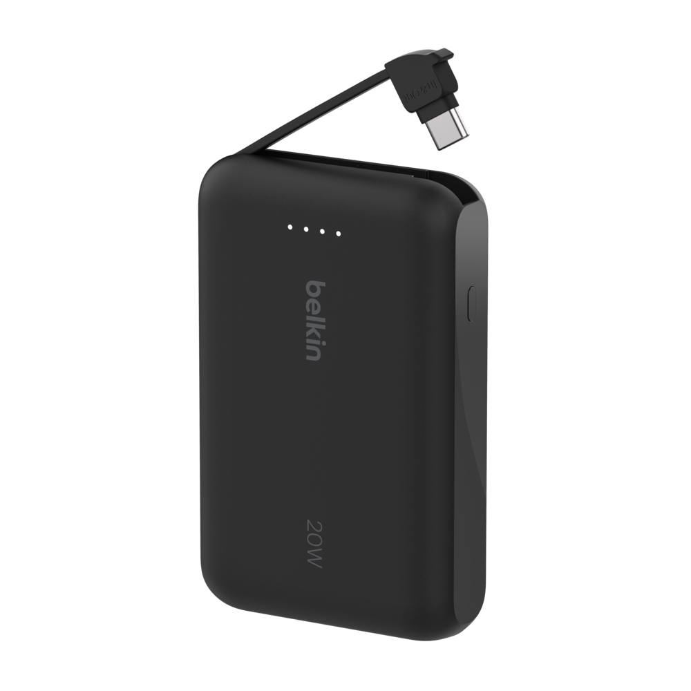 Chargeur portable Belkin BoostCharge 10 000 mAh - 20 W avec câble  intégré - Noir