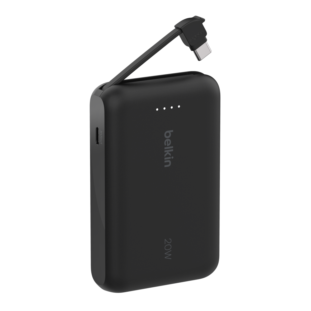Chargeur portable Belkin BoostCharge 10 000 mAh - 20 W avec câble  intégré - Noir