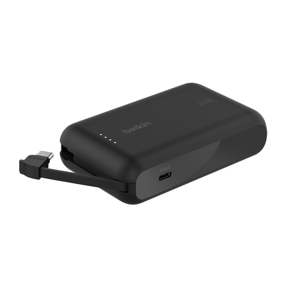 Chargeur portable Belkin BoostCharge 10 000 mAh - 20 W avec câble  intégré - Noir
