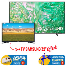 Tv Samsung 85" Crystal UHD 4K Smart TV DU8000 / 100 Hz / Noir + TV SAMSUNG 32" OFFERT