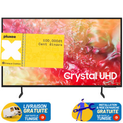 Téléviseur SAMSUNG 65" UHD 4K CRYSTAL DU7000 SMART TV avec Récepteur intégré + un chèque cadeau de 100 DT