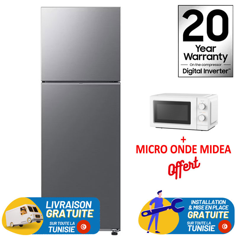 Réfrigérateur Samsung RT31 / 305 LITRES / NoFrost / Silver + MICRO ONDE MIDEA OFFERT