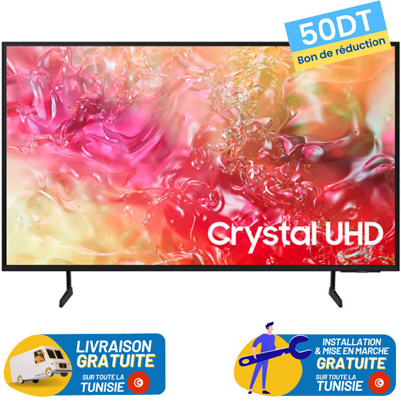 Tv Samsung DU7000 50" Crystal UHD 4K / Smart TV / Wi-Fi / 50 Hz / Noir avec Récepteur intégré + 50DT BON DE REDUCTION