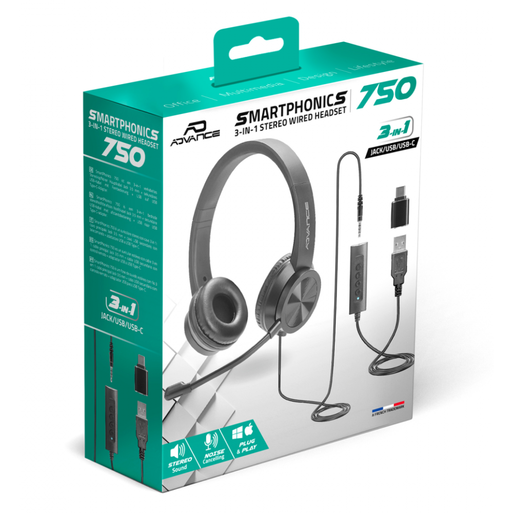Casque micro Filaire - Advance SMARTPHONICS 750 STEREO 3EN1