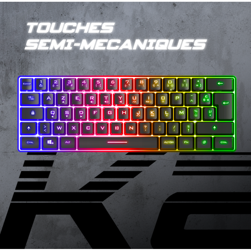 CLAVIER Gaming Spirit Of Gamer PRO K2 TKL RGB MEMBRANE USB NOIR