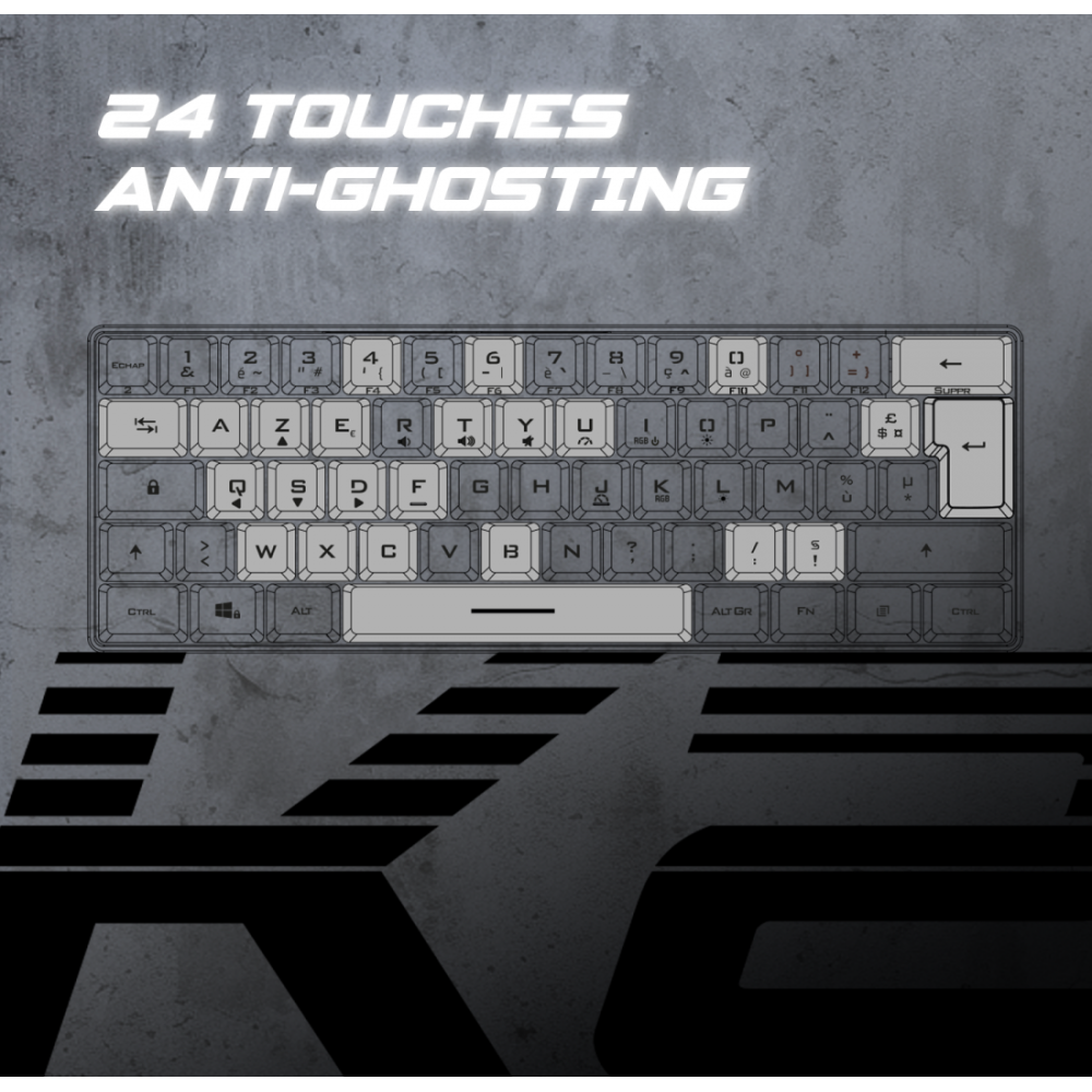 CLAVIER Gaming Spirit Of Gamer PRO K2 TKL RGB MEMBRANE USB NOIR