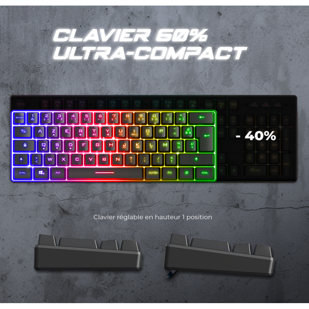 CLAVIER Gaming Spirit Of Gamer PRO K2 TKL RGB MEMBRANE USB NOIR