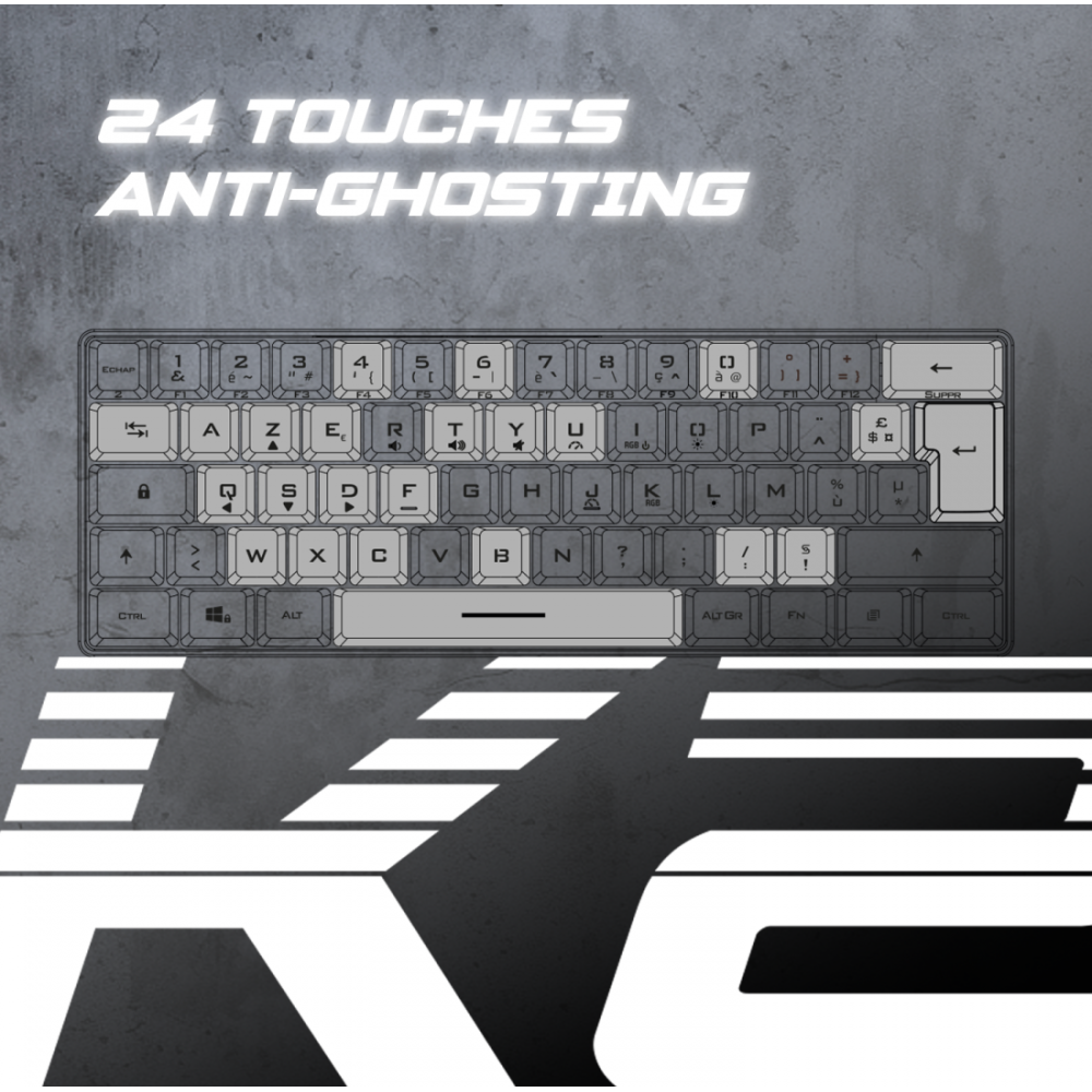 CLAVIER Gaming Spirit Of Gamer PRO K2 TKL RGB MEMBRANE USB / BLANC
