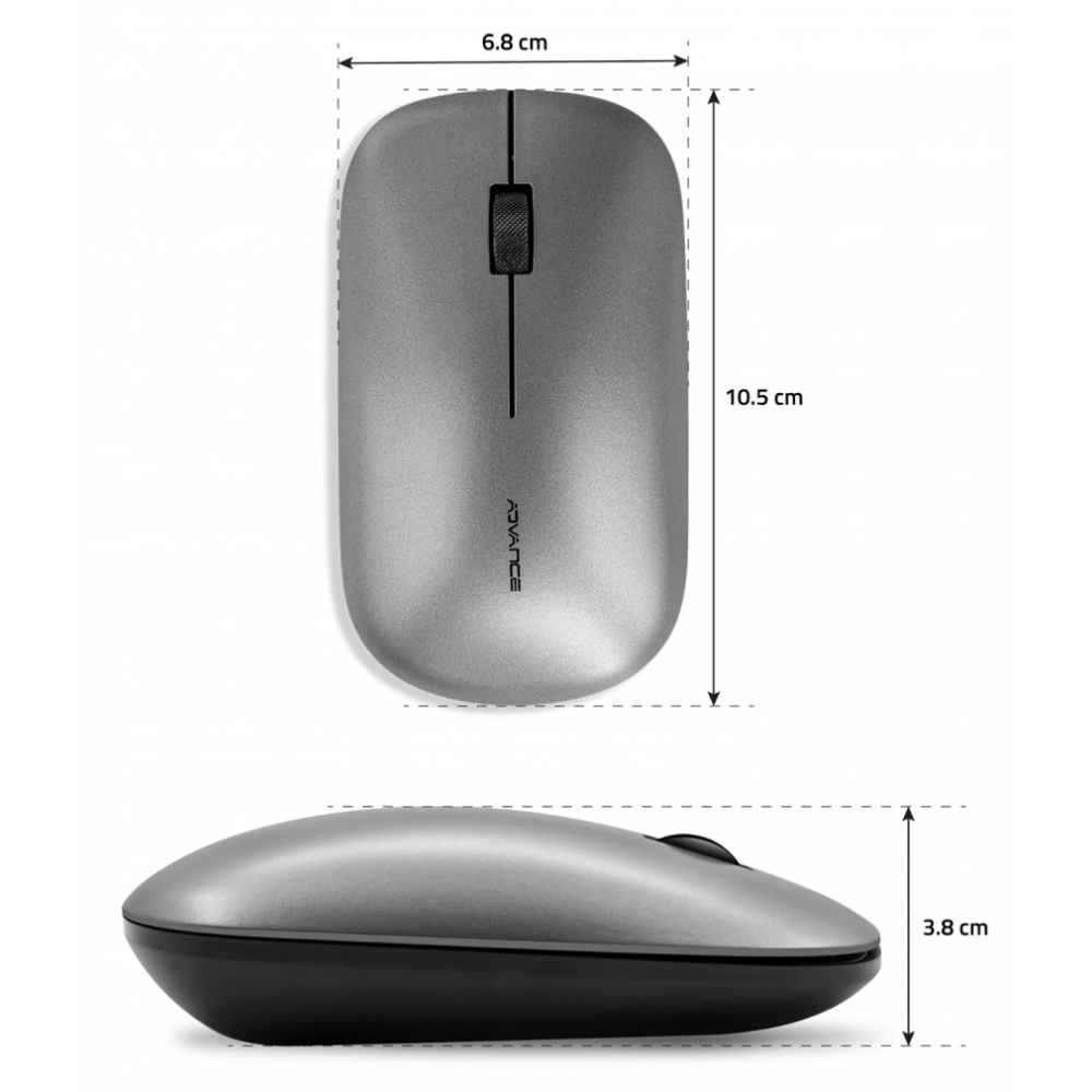 Souris Sans Fil ADVANCE Slimfit / Gris