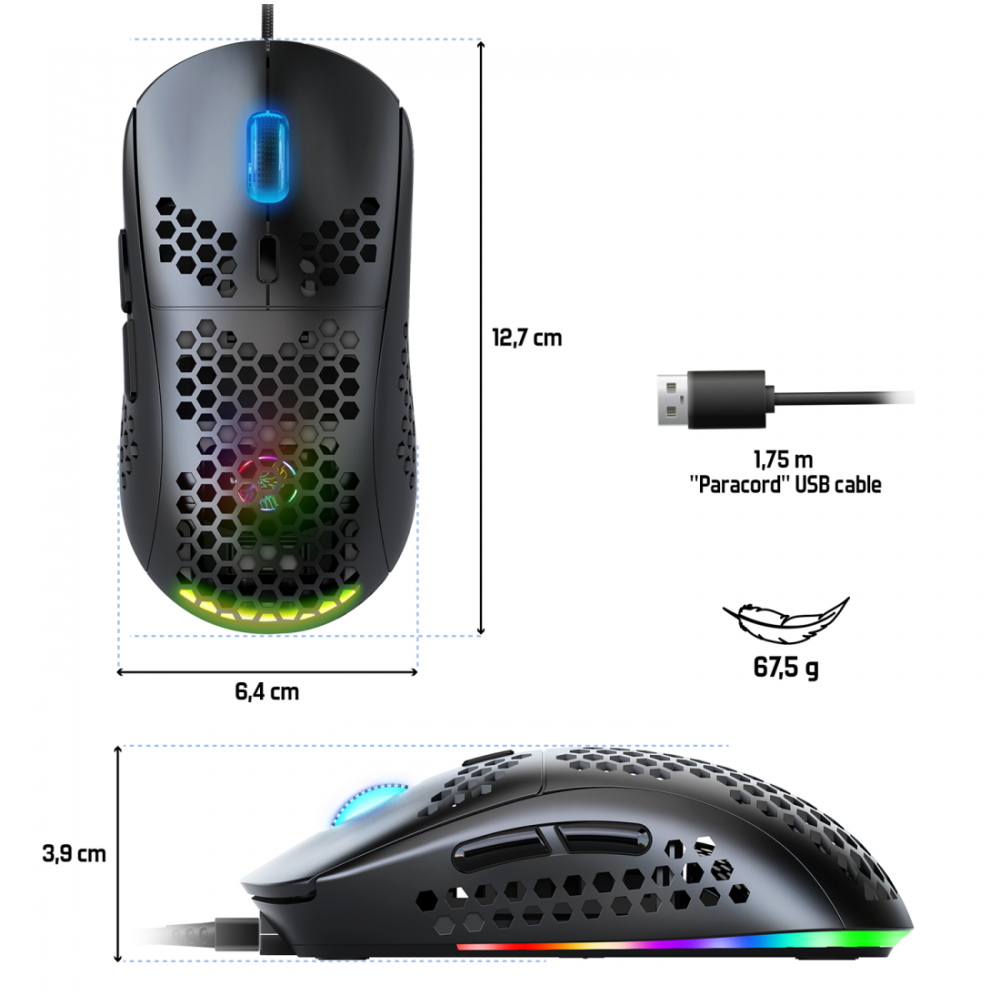 Souris Gamer Filaire SPIRIT OF GAMER PRO-M4 ULTRA LIGHT / BLACK
