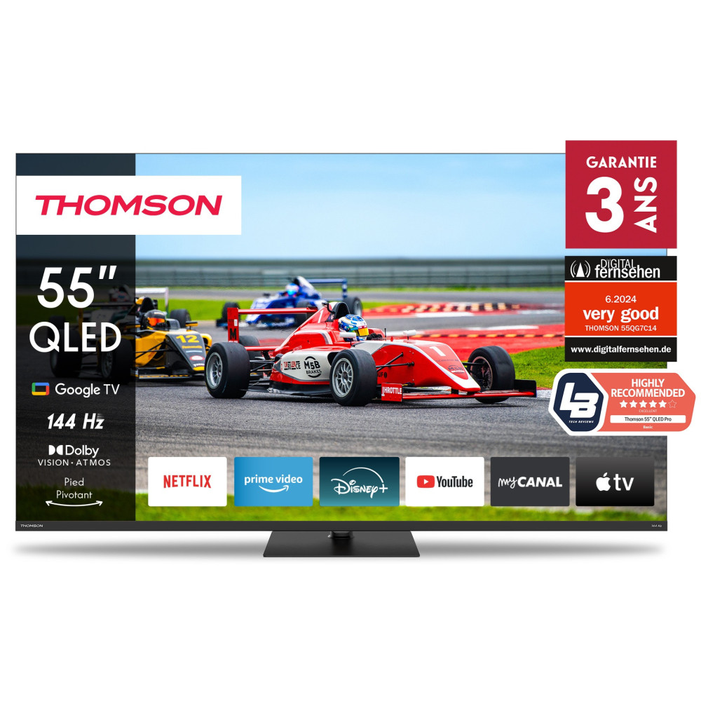 TV Thomson Google TV 55" QLED Pro 144 Hz avec Récepteur Intégré
