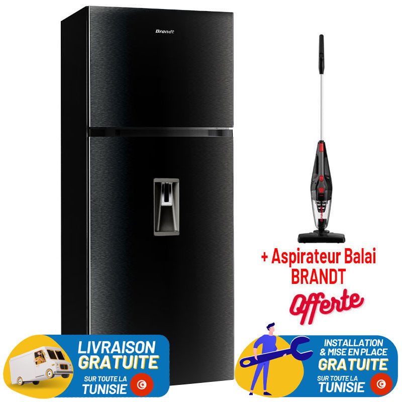Réfrigérateur Brandt NoFrost BD6010NWB avec Fontaine / 600 Litres / Noir / + Aspirateur Balai BRANDT OFFERT