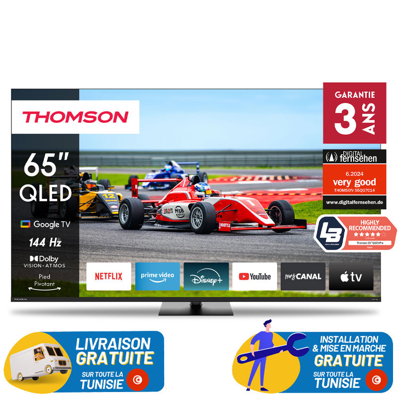 TV Thomson 65" QLED Pro - Google TV avec Récepteur Intégré