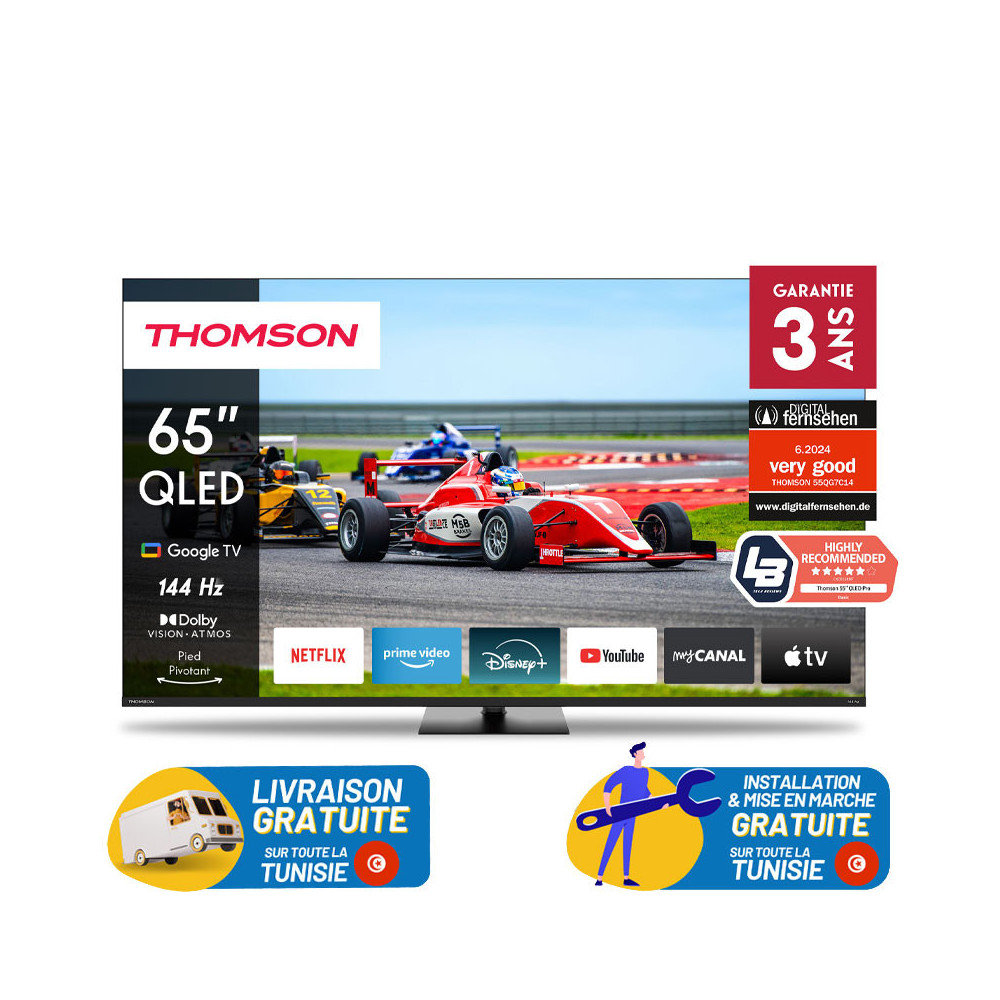 TV Thomson 65" QLED Pro - Google TV avec Récepteur Intégré