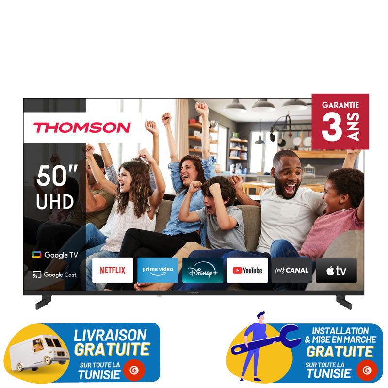 TV Thomson Google TV 50" UHD Side Feet/Garantie 3 ans