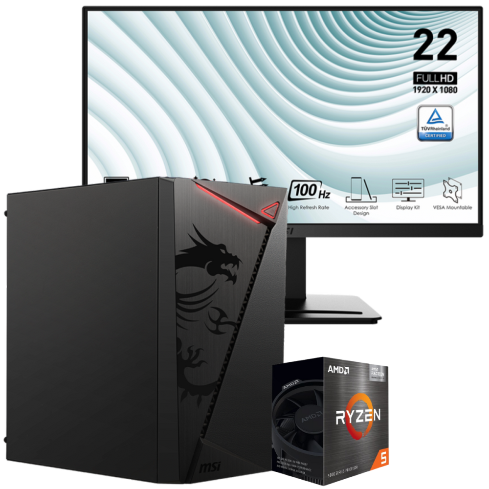 Setup Gamer Special Pc de Bureau Gaming / Ryzen 5 5500GT / Vega 7 / 32 Go Avec Écran MSI 21.45" Full HD VA / 100 Hz
