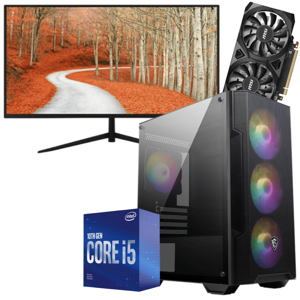 Setup Gamer Special Pc de Bureau Gaming / i5-10400F / RTX 3050 6G / 16 Go Avec Écran Gaming AERO 24" Full HD VA / 200 Hz