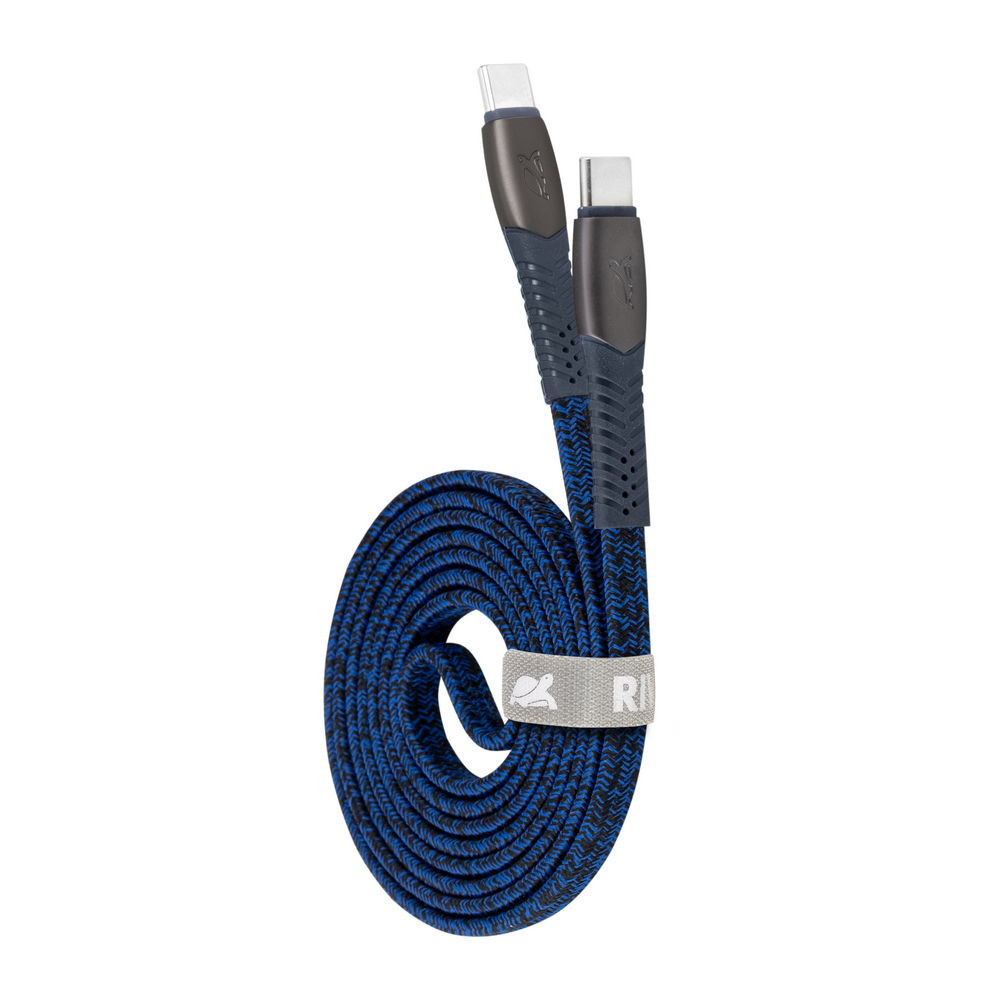 Câble RIVACASE PS6105 BL12 / Type-C/Type-C / 1.2 m / 60 Watts / Bleu