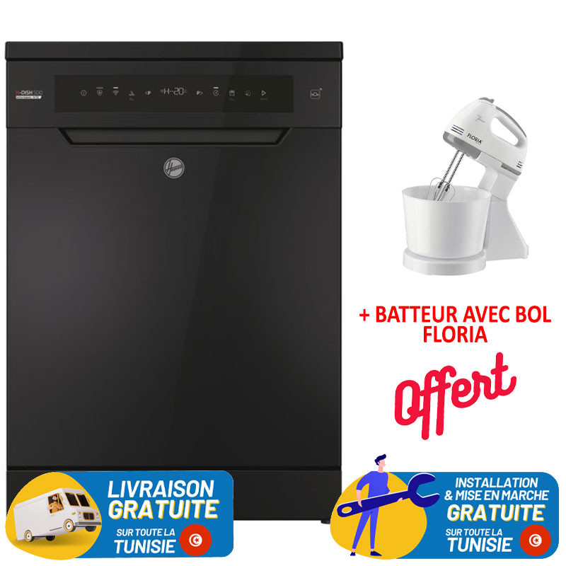 LAVE-VAISSELLE HOOVER INVERTER 16 COUVERTS / NOIR + BATTEUR AVEC BOL FLORIA OFFERT