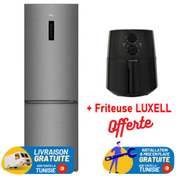 REFRIGERATEUR TCL No Frost COMBINE 318 Litres INOX / Avec Afficheur + Friteuse LUXELL OFFERTE (G-LX-FC5130)