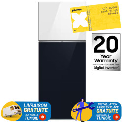 Réfrigérateur Samsung RT42 No Forst INVERTER Double Portes 415 Litres Blanc et Bleu + Bon d'achat SODEXO 120DT